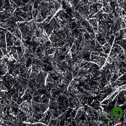 10 lb. Crinkle Paper Shred Silver and Black Metallic Blend By Prime