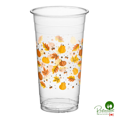 24 oz. Autumn Print PET Plastic Cold Cup By Prime - 600/Case