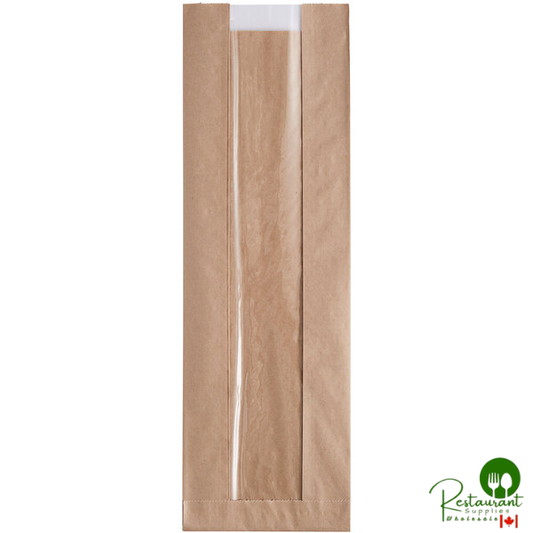 Durable Packaging BB5214N 14" x 4 1/2" x 2 1/2" Kraft Paper Windowed Bread Bag - 1,000/Case