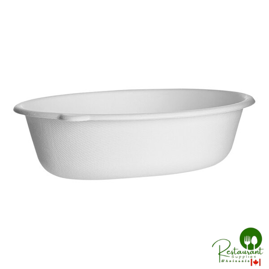 Eco-Products Vanguard WorldView 48 oz. Compostable Sugarcane Oval Bowl - 300/Case