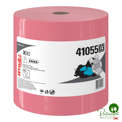 WypAll® 41055 X80 12 1/4" x 12 1/2" Red Heavy-Duty Wiper - 475/Roll