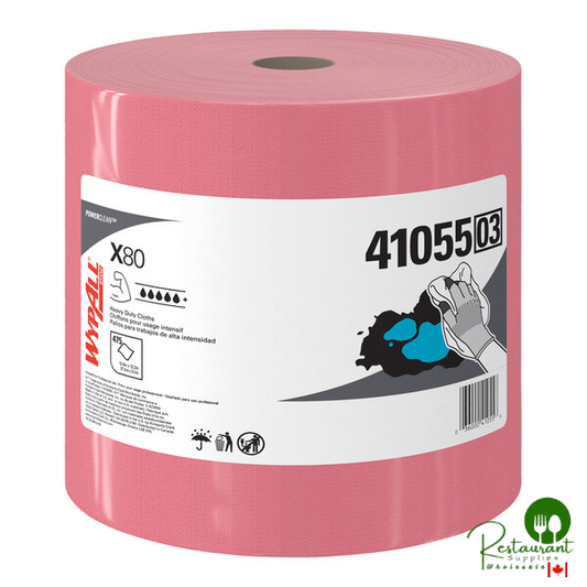 WypAll® 41055 X80 12 1/4" x 12 1/2" Red Heavy-Duty Wiper - 475/Roll