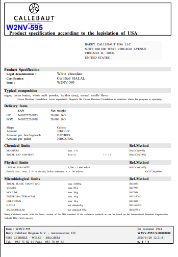 Callebaut 823 Milk Couverture Chocolate Callets™ – 5.5 lb