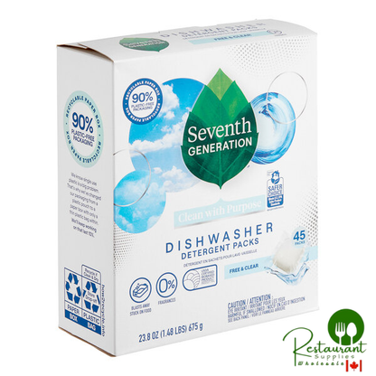 Seventh Generation 45180 Free & Clear 45-Count Dishwasher Detergent Packs - 5/Case