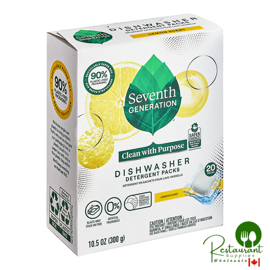 Seventh Generation 10732913451781 20-Count Lemon Dishwasher Detergent Packs - 6/Case