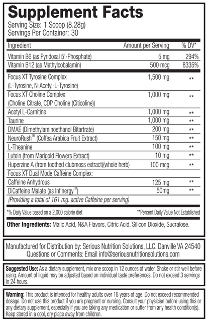 Serious Nutrition Solutions Focus XT 30 Servings