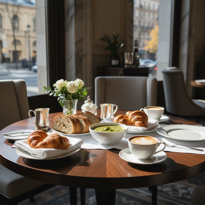 Pistachio cream breakfast spread at restaurant