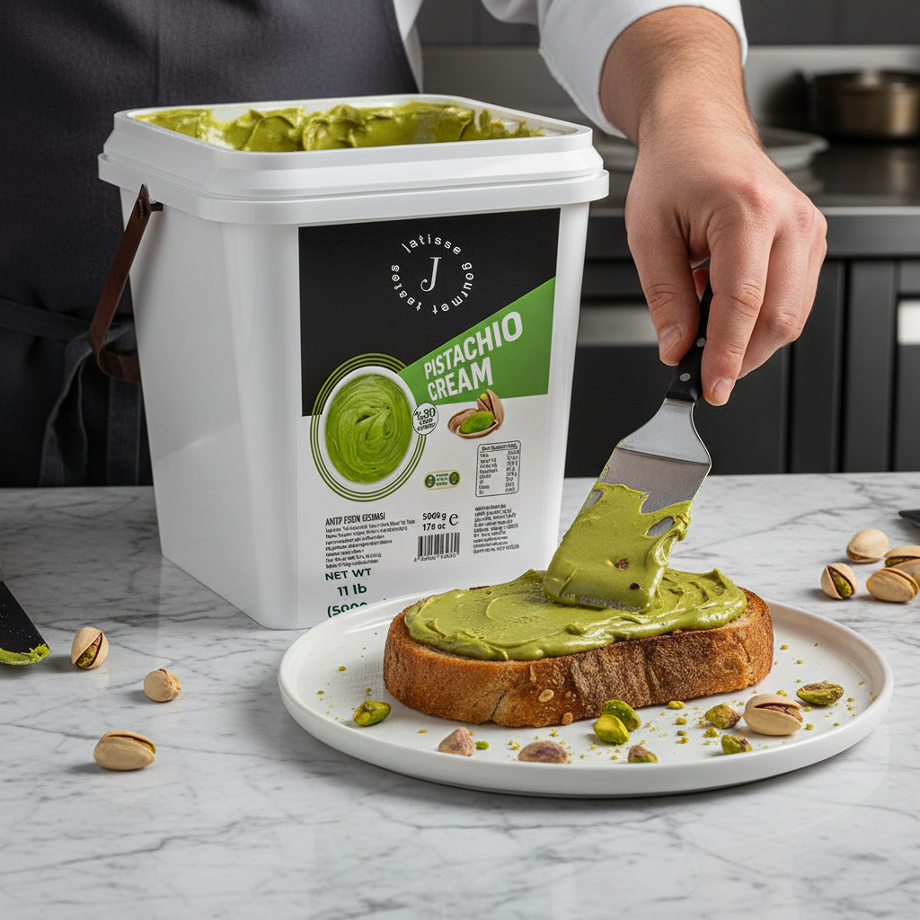 Pistachio cream on artisan toast