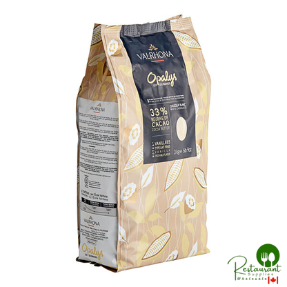 Valrhona Opalys 33% White Chocolate Feve 6.6 lb. - 3/Case