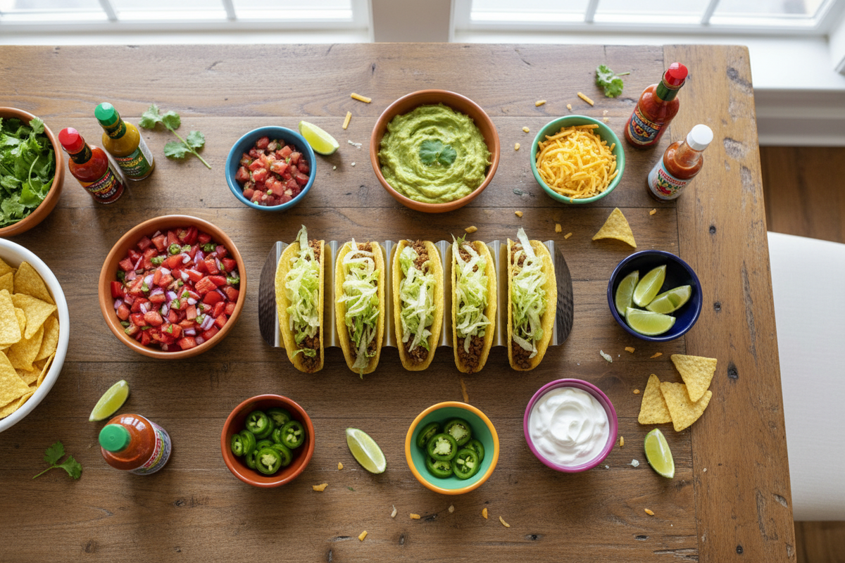 Lifestyle - Taco night flat lay spread