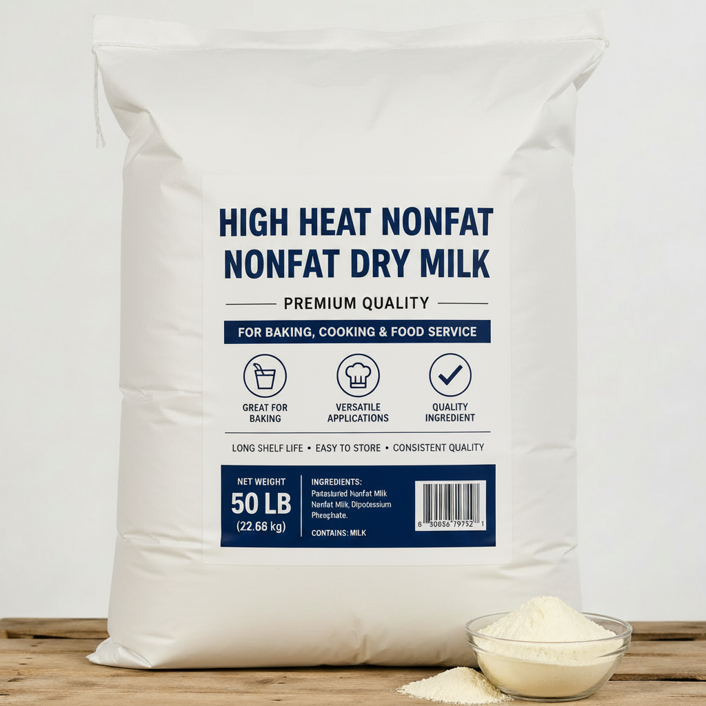 High Heat Non-Fat Milk Powder 50 LB white bag