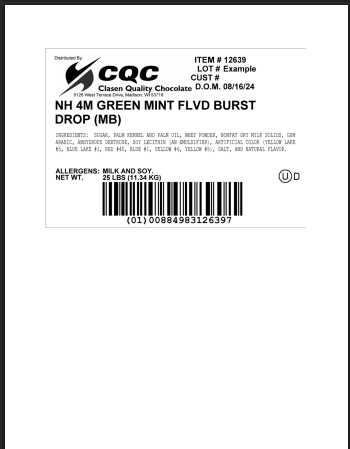 Mint Green 4M Chocolate Baking Chips – 25 lb Bag