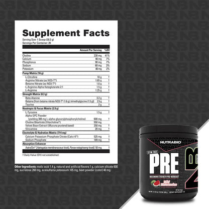 Nutrabio Pre Workout Stim Free 20 Servings