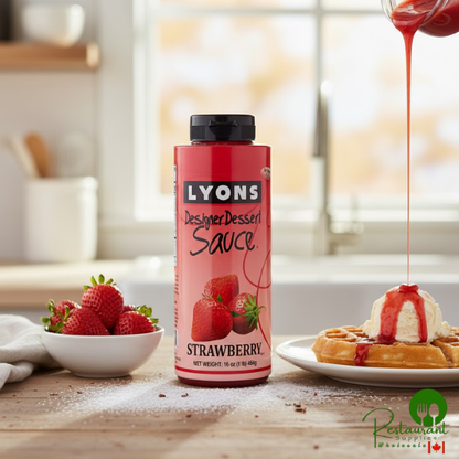 Lyons Designer Dessert Strawberry Flavoring Sauce 12 fl. oz. (16 oz.) - 12/Case