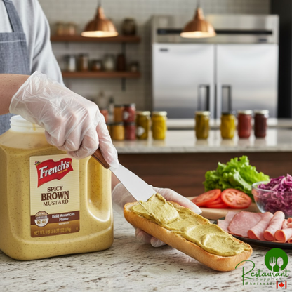 French's 105 oz. Spicy Brown Mustard - 4/Case