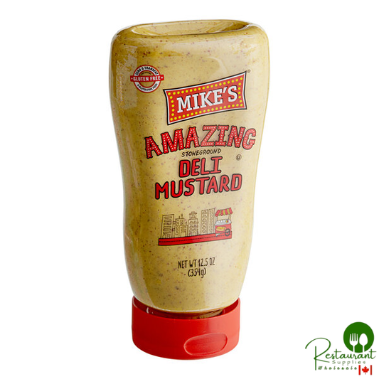 Mike's Amazing Stoneground Deli Mustard Squeeze Bottle 12.5 oz. - 12/Case