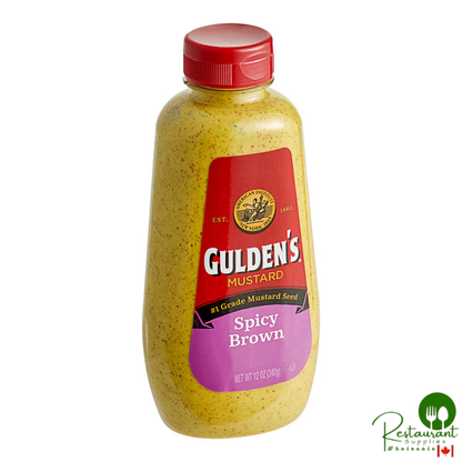 Gulden's Spicy Brown Mustard Squeeze Bottle 12 oz. - 12/Case