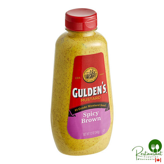 Gulden's Spicy Brown Mustard Squeeze Bottle 12 oz. - 12/Case