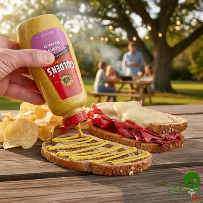 Gulden's Spicy Brown Mustard Squeeze Bottle 12 oz. - 12/Case