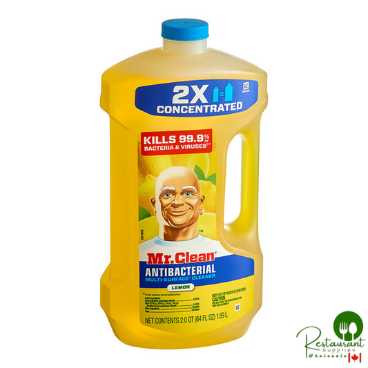 Mr. Clean 06894 64 fl. oz. 2X Concentrated Antibacterial Multi-Surface Cleaner with Lemon Scent - 4/Case