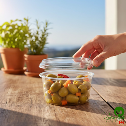 Stalk Market Clear PLA Lid for 8, 12, 16, 32 oz. Deli Containers - 600/Case