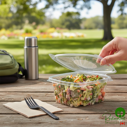 Stalk Market Rectangular Clear PLA Hinged Deli Container 16 oz. - 300/Case