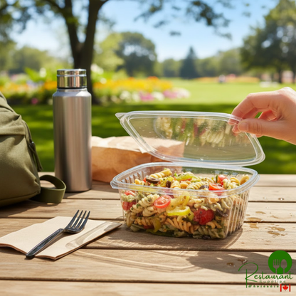 Stalk Market Rectangular Clear PLA Hinged Deli Container 32 oz. - 200/Case