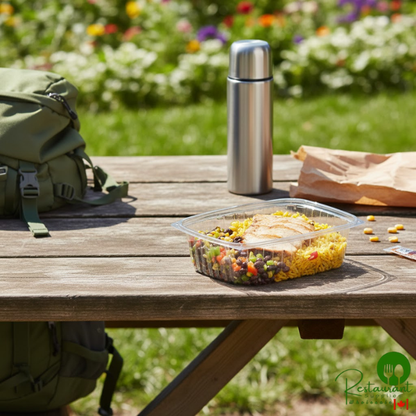 World Centric 48 oz. Compostable Rectangular Clear PLA Deli Container - 400/Case