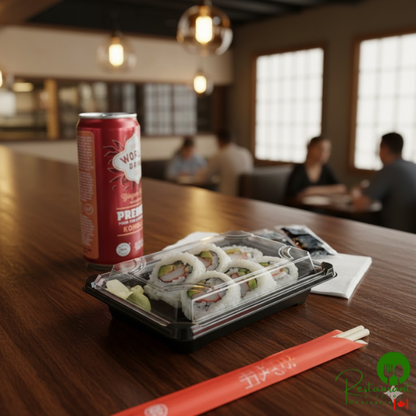 World Centric Clear PLA Sushi Takeout Container with Lid 7" x 5" x 2" - 300/Case