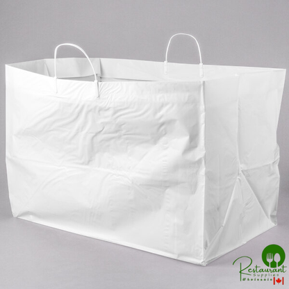 22" x 14" x 15" White Rigid Plastic Handled Shopper Bag - 50/Case