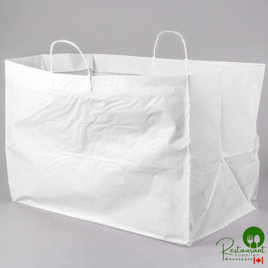 22" x 14" x 15" White Rigid Plastic Handled Shopper Bag - 50/Case
