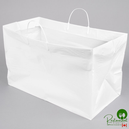 19" x 10" x 12" White Rigid Plastic Handled Shopper Bag - 200/Case