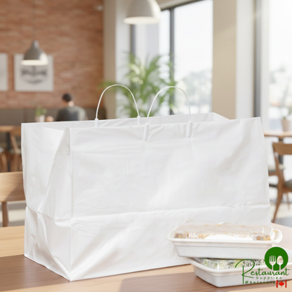 19" x 10" x 12" White Rigid Plastic Handled Shopper Bag - 200/Case