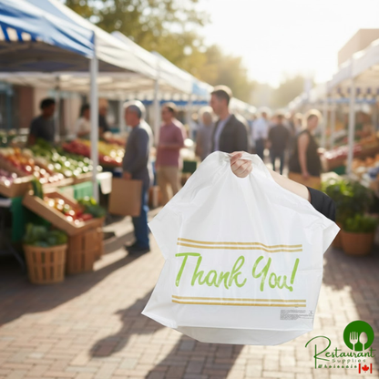 LK Packaging LK Packaging Plastic "Thank You" 24" x 11" x 20" Take Out Bag with Wave Handle - 250/Box