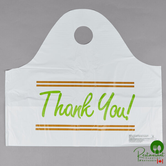LK Packaging Plastic "Thank You" 21" x 10" x 18" Take Out Bag with Wave Handle - 500/Box