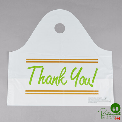 LK Packaging 19" x 9 1/2" x 18" White LK Packaging Plastic Take Out Bag with Printed Thank You Design - 500/Box
