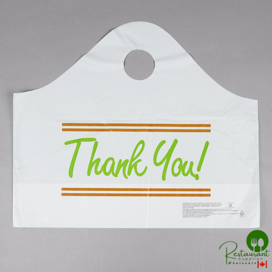 LK Packaging Plastic "Thank You" 16 1/2" x 6" x 14" Take Out Bag with Wave Handle - 500/Box