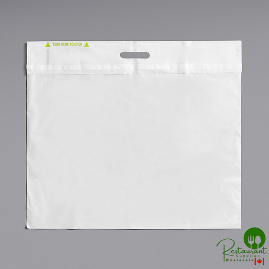 Fast Take Tamper-Evident White HDPE Carry Out Bag - 21" x 18" - 250/Case