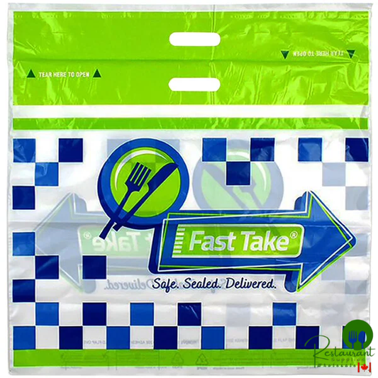 Fast Take Tamper-Evident Printed HDPE Carry Out Bag - 24" x 20" - 250/Case
