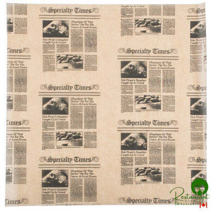 American Metalcraft PPCN1616 16" x 16" Natural Newspaper Print Deli Sandwich Wrap Paper - 1,000/Pack