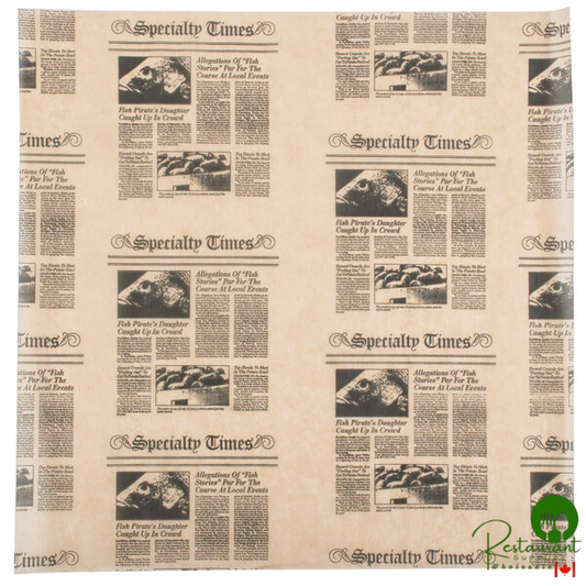 American Metalcraft PPCN1616 16" x 16" Natural Newspaper Print Deli Sandwich Wrap Paper - 1,000/Pack