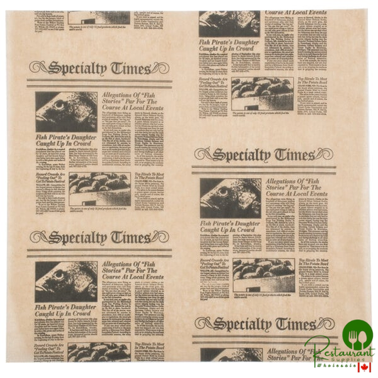 American Metalcraft PPCN1212 12" x 12" Natural Newspaper Print Deli Sandwich Wrap Paper - 1,000/Pack
