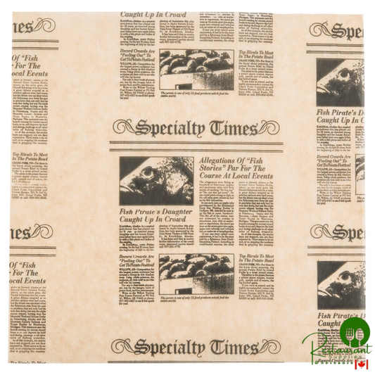 American Metalcraft PPCN1010 10" x 10" Natural Newspaper Print Deli Sandwich Wrap Paper - 1,000/Pack