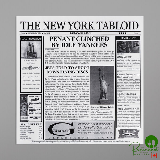 GET Enterprises 4-TY1200 White 12" x 12" New York Newsprint Liner - 1,000/Case144.