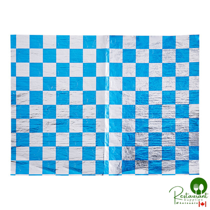 Bagcraft 10 1/2" x 14" Blue / Silver Checker Insulated Honeycomb Foil Sandwich Wrap - 2,000/Case