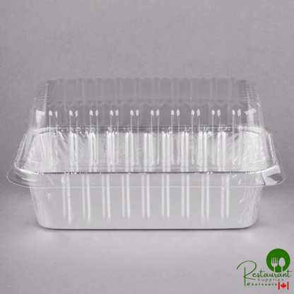 Durable Packaging 2 lb. Foil Bread Loaf Pan with Clear Dome Lid - 25/Case