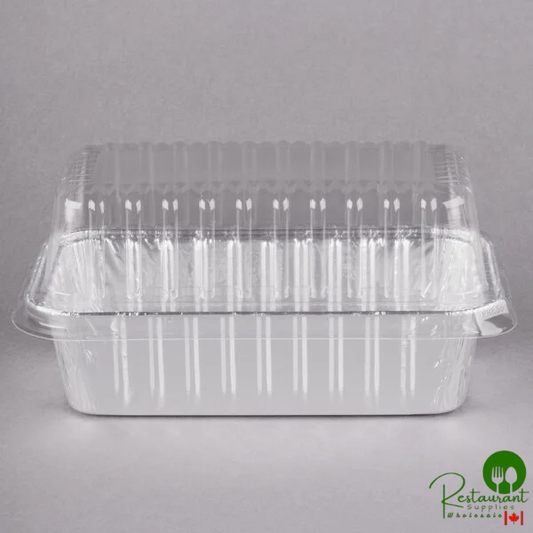 Durable Packaging 2 lb. Foil Bread Loaf Pan with Clear Dome Lid - 25/Case