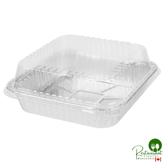 Durable Packaging 9" Square Foil Cake Pan and Lid - 25/Pack