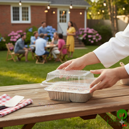 Durable Packaging 9" Square Foil Cake Pan and Lid - 25/Pack