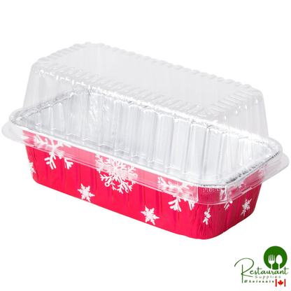 Durable Packaging 2 lb. Holiday Foil Loaf Pan with Clear Dome Lid - 100/Case